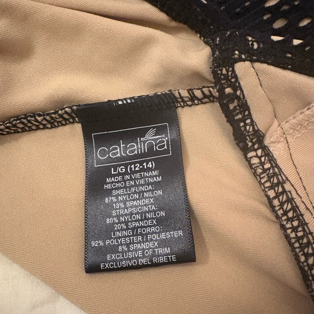 Catalina Black Crochet Overlay Swim Top with Nude Lining - Picture 3 of 3